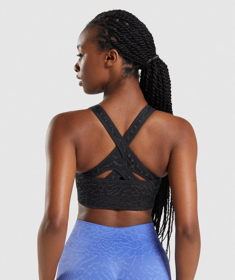 Women's Gymshark Adapt Animal Seamless Sports Bra Black | NZ 3SNZRH